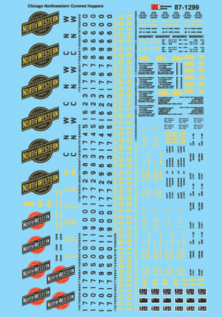 Microscale 87-1299 HO C&NW FMC 4700 & P-S 4750 Covered Hopper Decal Sheet