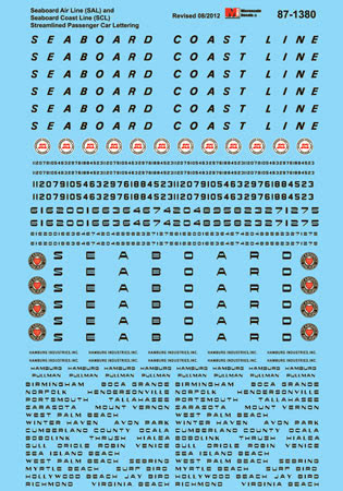Microscale 60-1380 N SAL & SCL Streamlined Passenger Car Lettering Decal Sheet