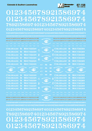 Microscale 87-158 HO Colorado & Southern Narrow Gauge Steam Loco Decal Sheet
