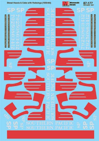 Microscale 87-177 HO SP Bloody Nose Scheme Diesels & Hood Unit Decal Sheet