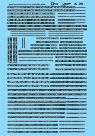Microscale 87-205 HO Scale Number Boards Steam or Diesel Lightable Water Decal