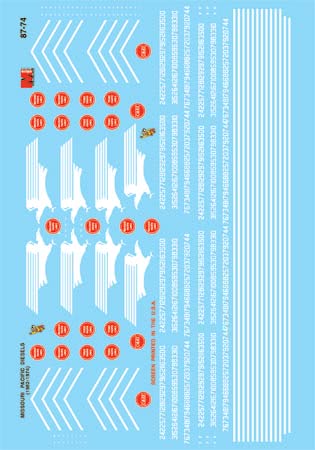 Microscale 87-74 HO 1962-1974 Missouri Pacific Diesel Decal Sheet