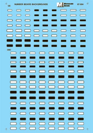 Microscale 87-904 HO Diesel Numberboard Backgrounds Decal Sheet
