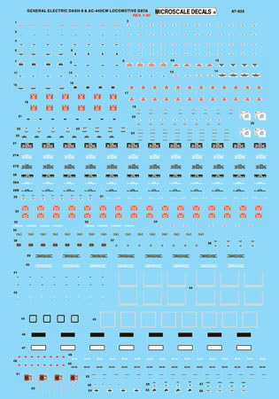 Microscale 87-925 HO GE Dash-9 44CW & AC4400CW Diesel Loco Data Decal Sheet