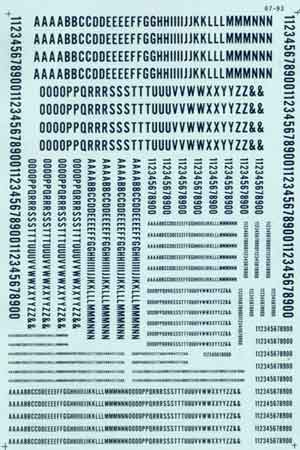 Microscale 90033 HO Gold Condensed Roman Alphabets & Numbers Decal Sheet