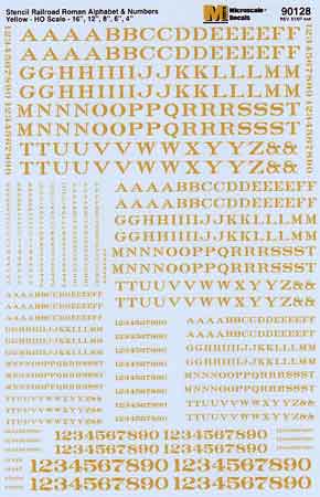 Microscale 90128 HO Dulux Gold Railroad Roman Lettering Stencil Decal Sheet