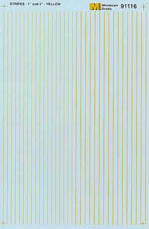 Microscale 91116 HO Yellow 1 & 2" Wide Stripes Decal Sheet