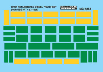 Microscale MC-4254 HO BNSF Renumbering Patches Waterslide Decal Sheet