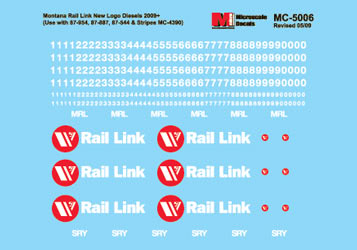 Microscale MC-5006 HO Montana Rail Link "Rail Link" Red Dot Style Decal Sheet