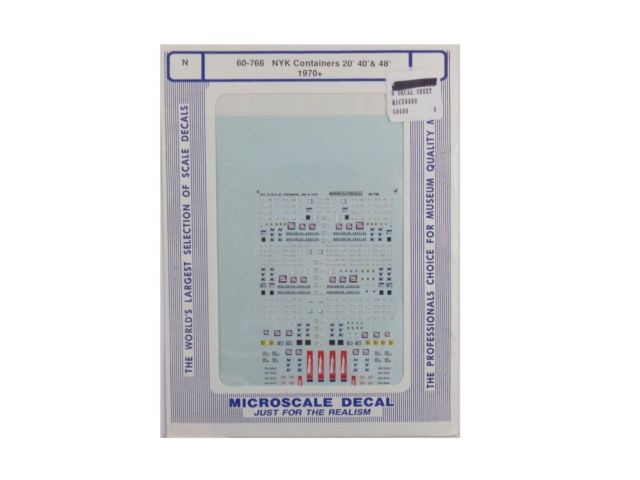 Microscale 60-766 N 1970+ 20, 40, 48' NYK Containers Waterslide Decal Sheet