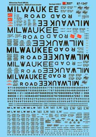 Microscale 60-1347 N Milwaukee Road Covered Hoppers Waterslide Decal Sheet