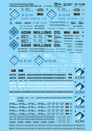 Microscale 87-1448 HO Archer Daniels Midland CenterFlow Hoppers Decal Sheet