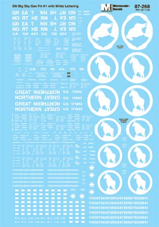 Microscale 87-268 HO 1967-1970 Great Northern Freight Car Decal Sheet