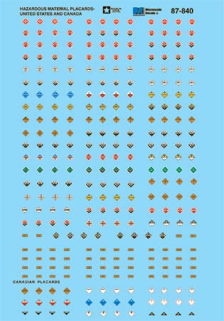 Microscale 87-840 HO 1984+ Hazardous Material Placards Decal Sheet