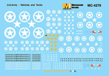 Microscale MC-4279 HO 1940s+ United States Army Armor, Jeeps, etc. Decal Sheet
