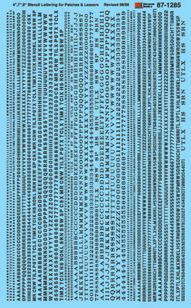 Microscale 87-1285 HO Black Stencil Lettering for Patches & Leasers Decal Sheet
