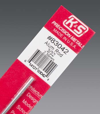 K&S 83042 3/32" x 12" Solid Round Aluminum Rod