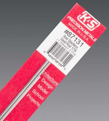 K&S 87131 1:16'' x 12'' Round Stainless Steel Rod (Pack of 2)