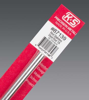 K&S 87139 1/4" x 12" Stainless Steel Rod