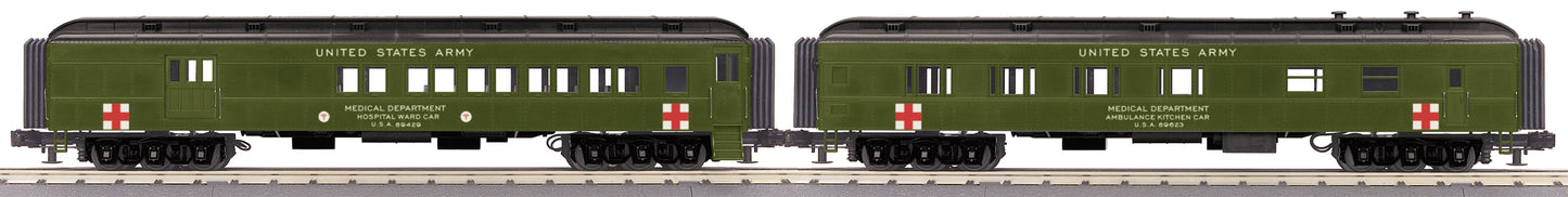 MTH 30-69256 O U.S. Army 2-Car 60' Madison Combo/Diner Set #89425, #89623