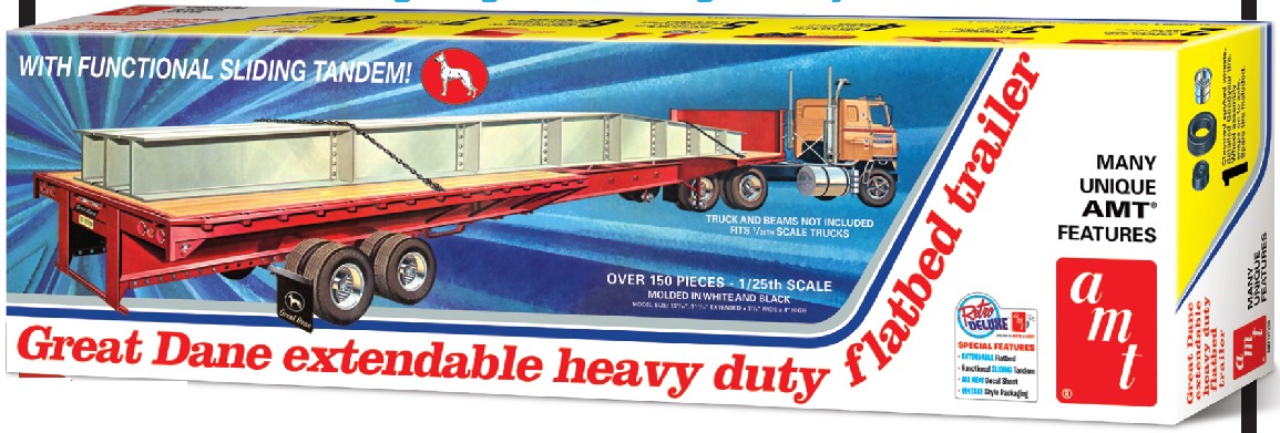 AMT 1111 1:25 Great Dane Extendable Flatbed Trailer Plastic Model Kit