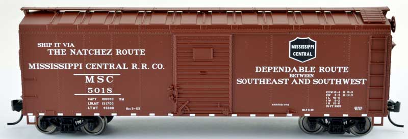 Bowser 42447 HO Mississippi Central Natchez Route 40' Boxcar #5022