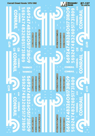 Microscale 87-157 HO Conrail Diesel Hood Locomotives Waterslide Decal Sheet