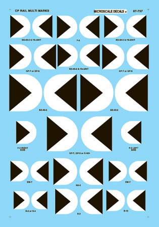 Microscale 87-737 HO 1969-1995 CP Rail Multimark Logos Decal Sheet