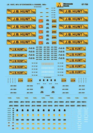 Microscale 87-769 HO Trucking Company Vehicles 48'' & 53'' Containers Decal Shee