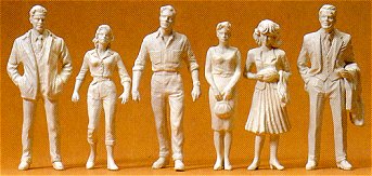 Preiser 45178 G Unpainted Passers-by Plastic Figure Kit (Set of 6)