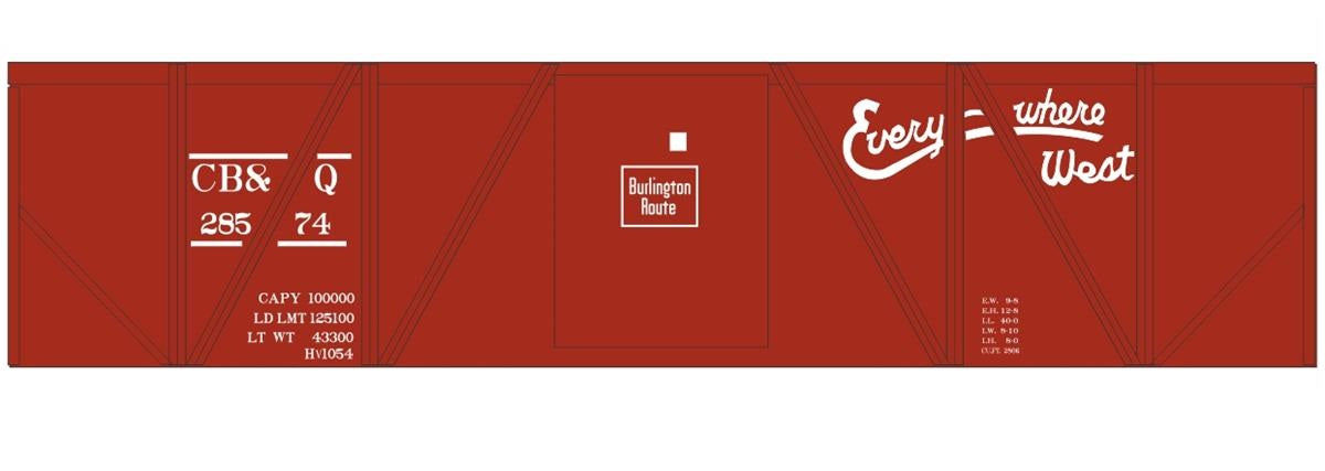 Tichy 10246N N Chicago, Burlington and Quincy 40' SS Boxcar Decal Set