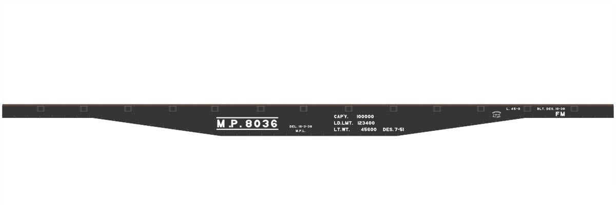 Tichy 10272 HO Missouri Pacific 45'' Steel Flatcar (Black Car) Railroad Decal Se