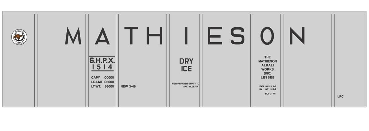 Tichy 10254N N Mathieson Dry Ice 40' Insulated Boxcar Decal Set