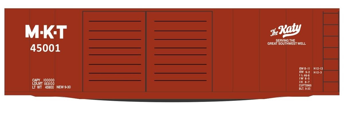Tichy 10307 HO Missouri-Kansas-Texas 40'' Steel Boxcar Decal Set