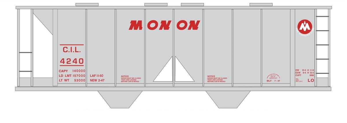 Tichy 10263 HO Monon 2-Bay Covered Hopper (Gray Car) Railroad Decal Set