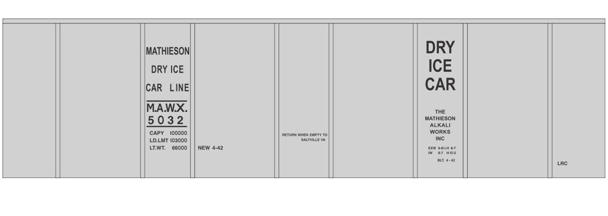 Tichy 10255 HO Mathieson Dry Ice 40'' Insulated Boxcar Decal Set