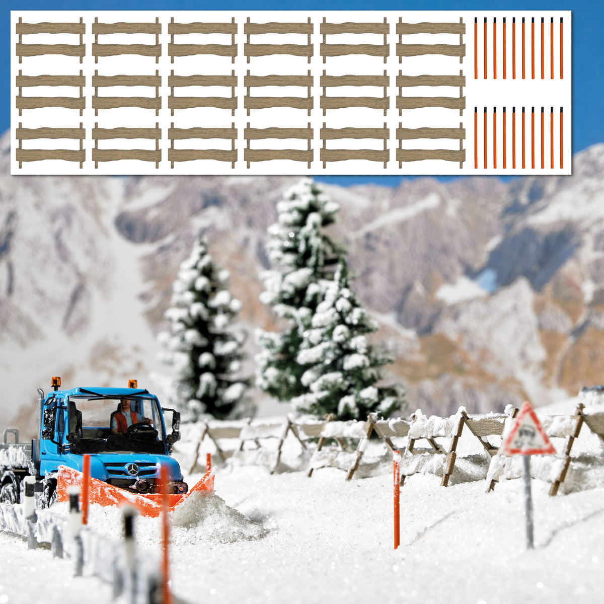 Busch 1120 HO Snow Fences and Snow Poles