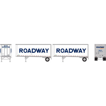 Athearn 29197 HO Roadway/Smooth 28' Trailers with Dolly (Pack of 2)