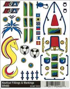 Pinecar SR483 Nautical Dry Transfer Decal Sheet