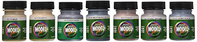 Badger 1706 Weathering Colors Modelflex Acrylic Paints (Set of 7)
