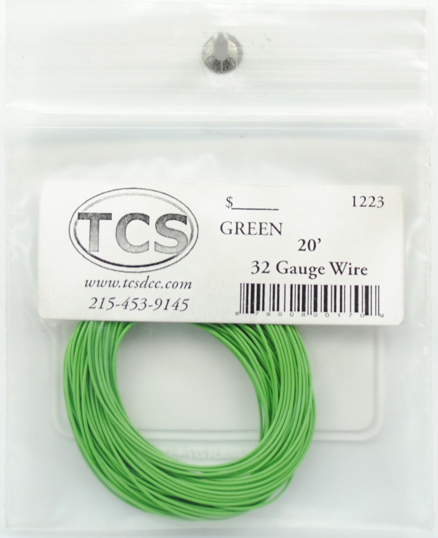 Train Control Systems 1223 20' of 32 Gauge Wire, Green