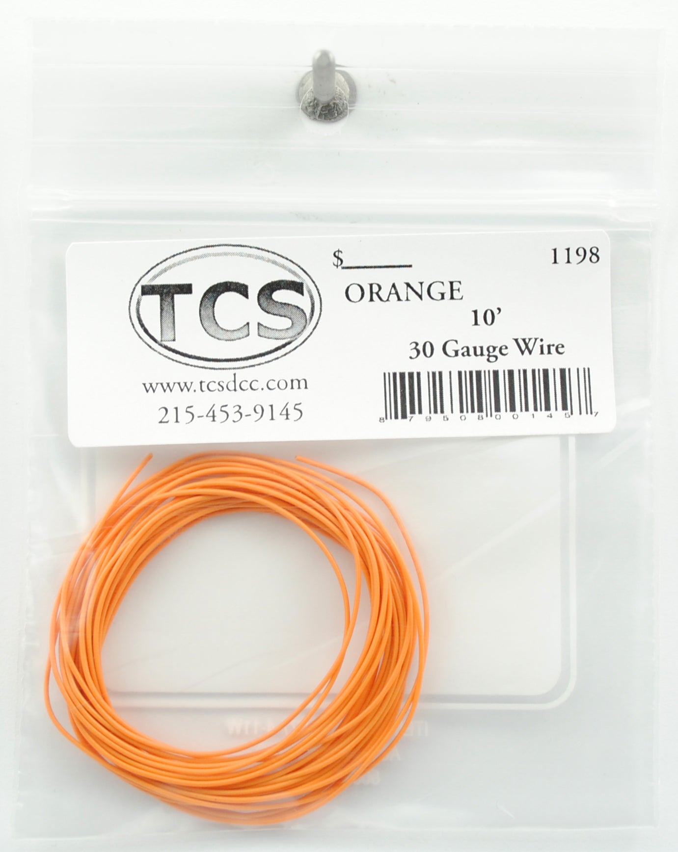 Train Control Systems 1198 10' of 30 Gauge Wire, Orange