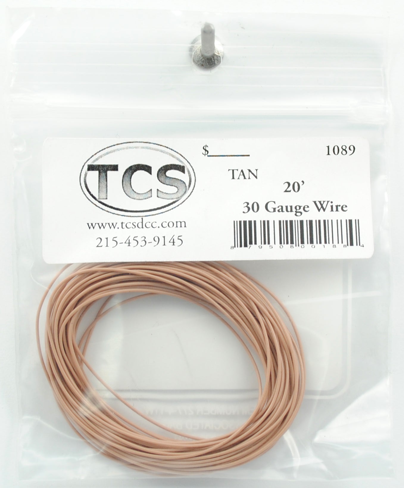Train Control Systems 1089 20' of 30 Gauge Wire, Tan
