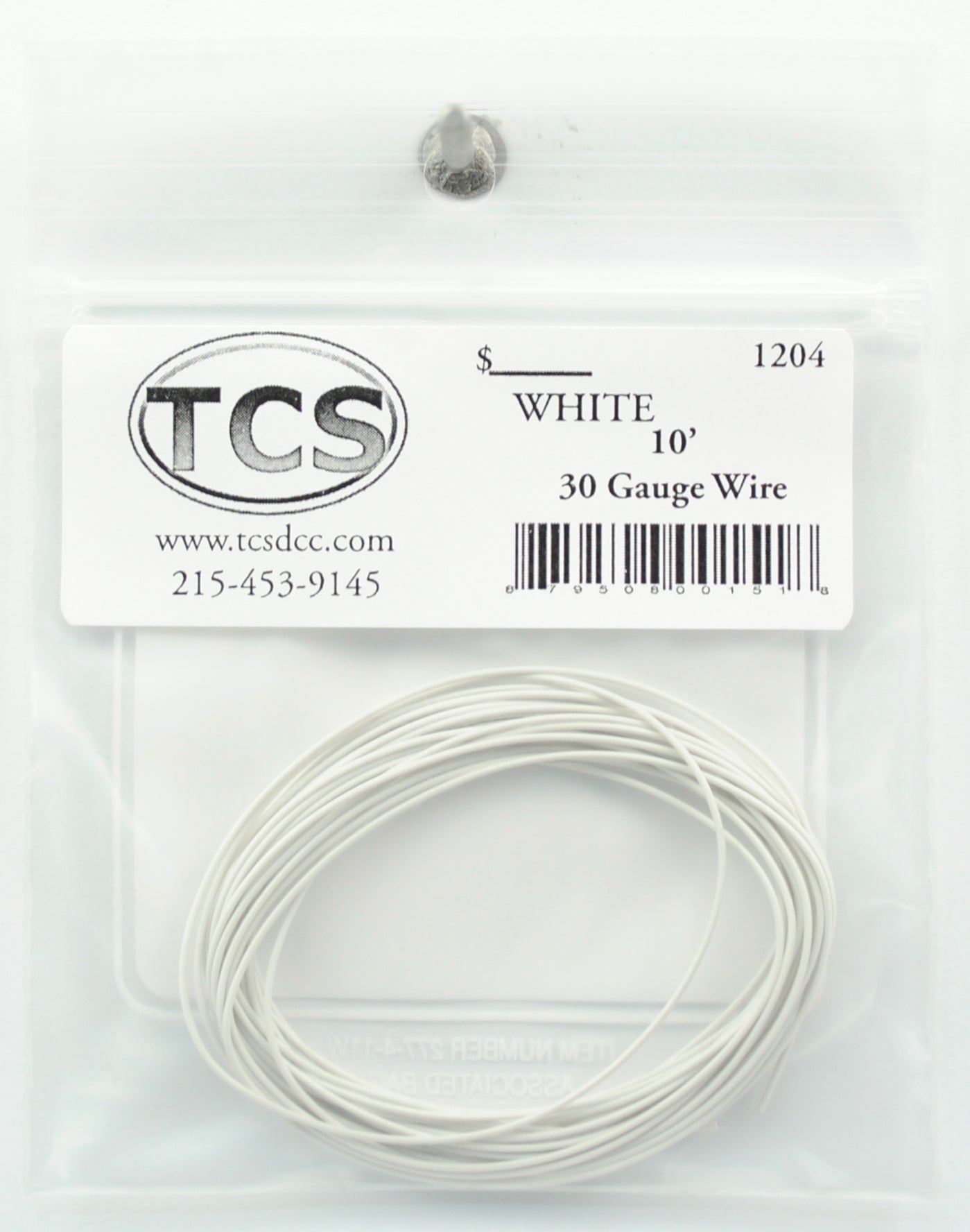 Train Control Systems 1204 10' of 30 Gauge Wire, White