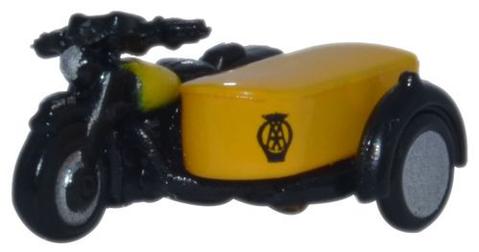 Oxford Diecast NBSA001 N Scale Yellow AA Motorbike/Sidecar