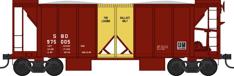 Bowser 43126 HO Seaboard RTR 70-Ton 2-Bay Ballast Hopper #975008