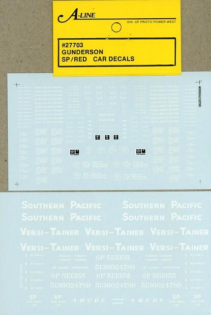 A-Line 27703 HO Southern Pacific Gunderson "Versi-Tainer" Red Car Decals