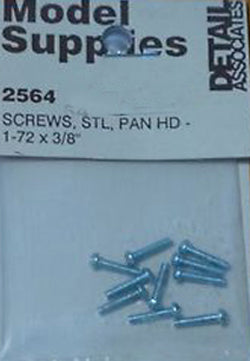 Detail Associates 2564 1-72 x 3/8" Pan Head Screws (Pack of 10)