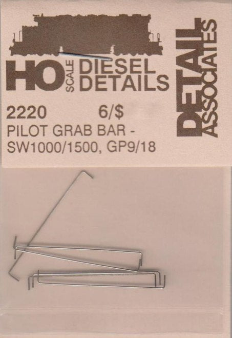 Detail Associates 2220 HO Pilot Grab Bar for SW1000/1500, GP9/18 (Pack of 6)