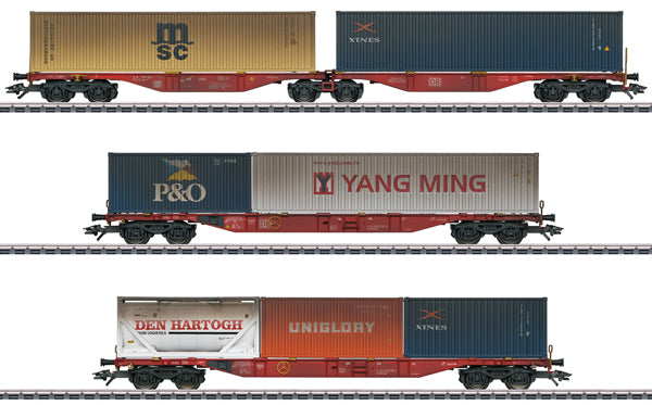 Marklin 47810 HO Scale Deutsche Bahn AG Container Flat Cars (Set of 3)
